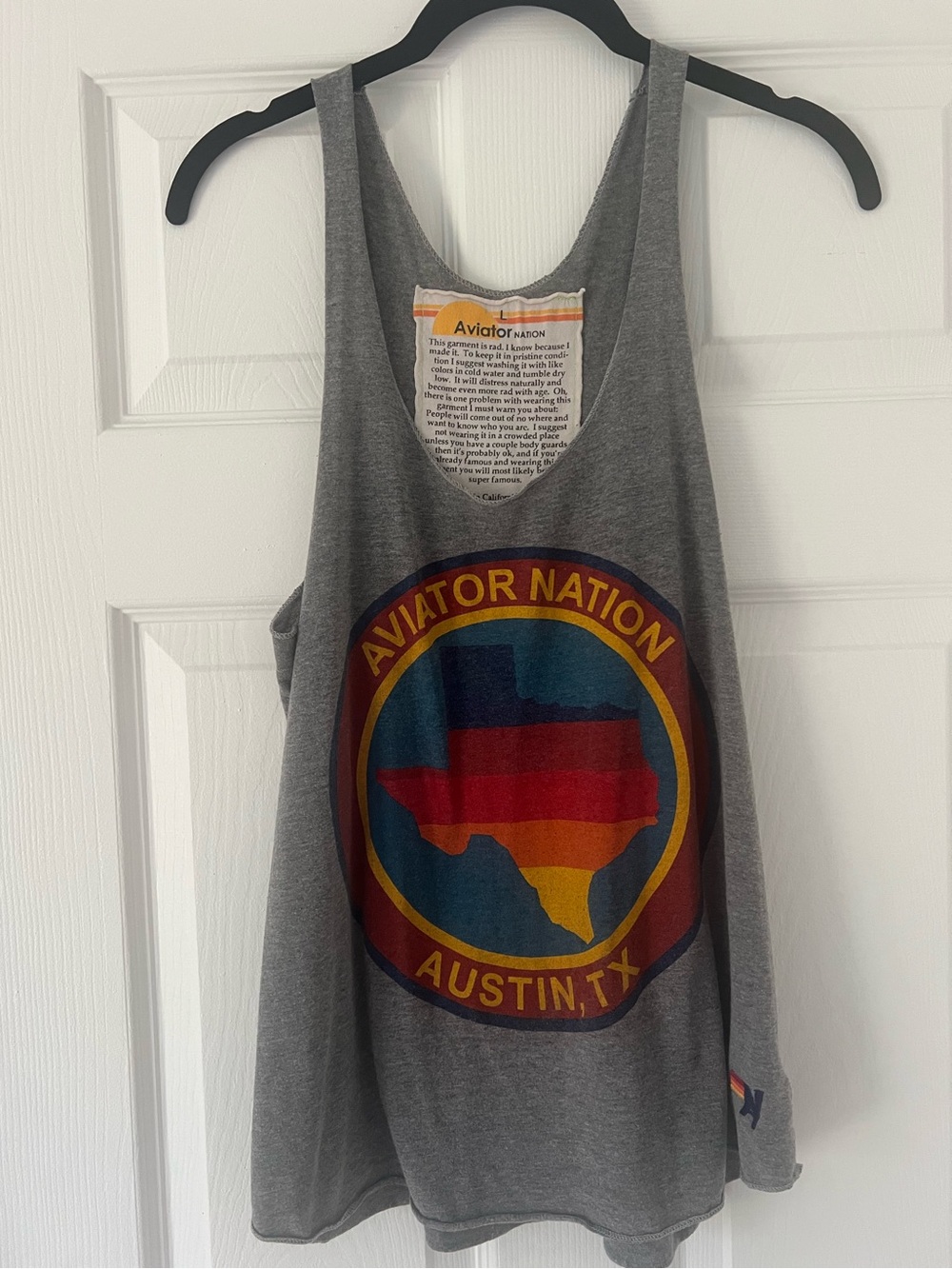 Aviator Nation Grey Tank Top with Retro Austin, Texas Logo - Picture 2 of 6